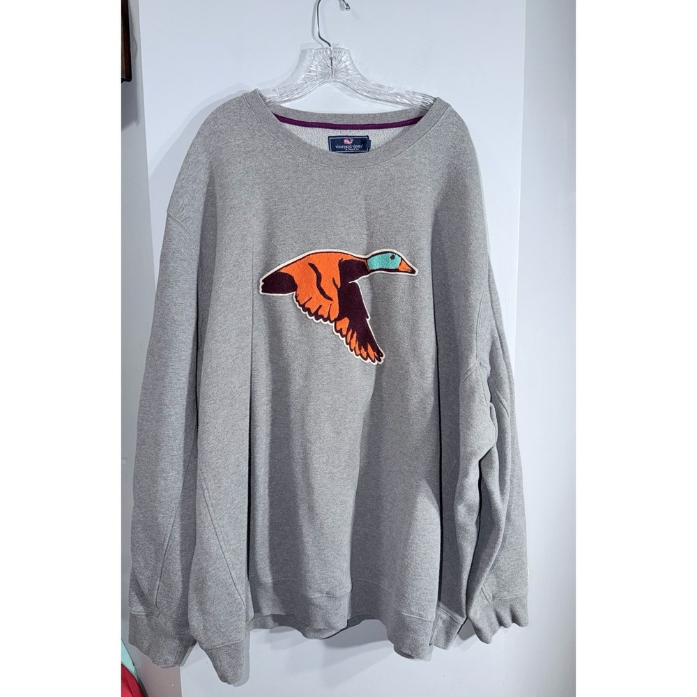 Vineyard Vines Gray colorful chenille Duck Graphic Sweatshirt 5XB men's